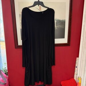 Flowy Black Midi Dress size 2x ( name brand missing- most probably J Jill).
